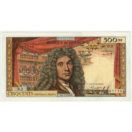 France -  500 Nouveaux Francs Molière 1959