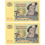 Suède 5 Kronor 1974