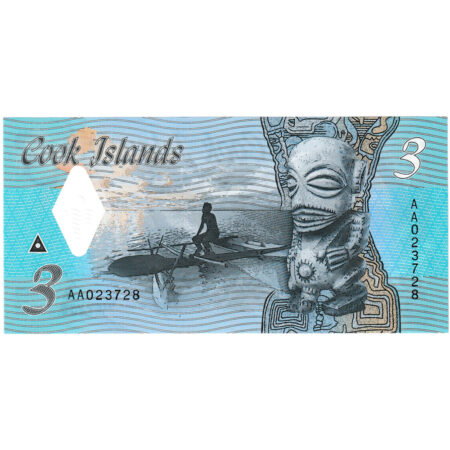Îles Cook 3 Dollars 2021 Polymère – Image 2