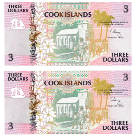 Îles Cook 3 Dollars 1992 – Image 2