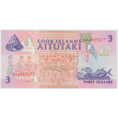 Îles Cook 3 Dollars 1992