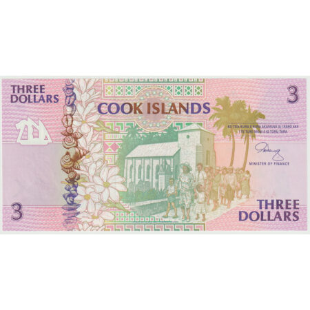Îles Cook 3 Dollars 1992 – Image 2