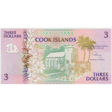 Îles Cook 3 Dollars 1992 – Image 2