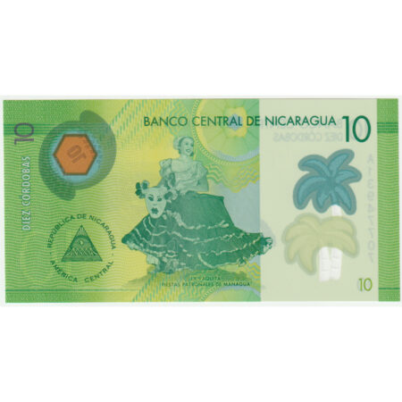 Nicaragua 10 Cordobas 2014 Polymère – Image 2