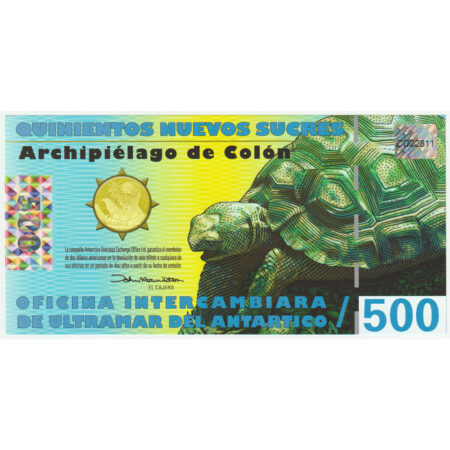 Îles Galapagos 500 Sucres 2009 Polymère – Image 2