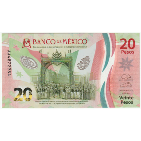Mexique 20 Pesos 2021 Polymère
