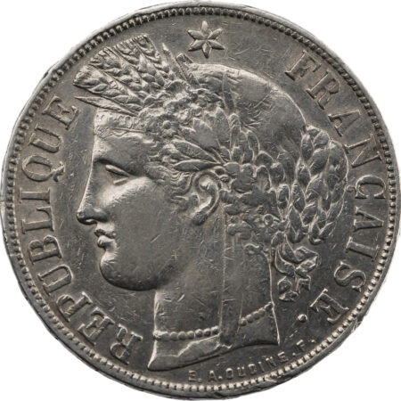 France 5 Francs Cérès 1870 Bordeaux