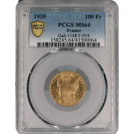 France 100 Francs Bazor 1935 Paris PCGS MS64 – Image 3