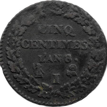 France 5 Centimes Dupré An 8/5 Limoges – Image 2