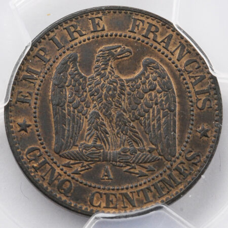 France Napoléon III 5 Centimes 1863 Paris – Image 2