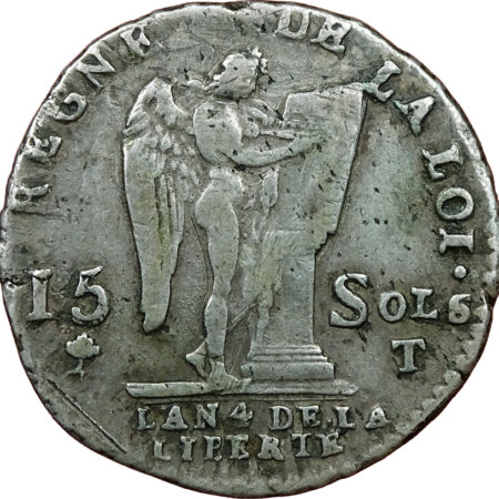 Constitution Louis XVI 15 sols FRANÇOIS au génie 1792 Nantes – Image 2