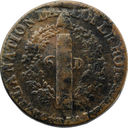 Constitution Louis XVI 6 deniers FRANÇOIS au faisceau 1792 Marseille – Image 2