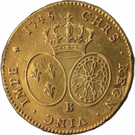 Louis XV Double Louis d'or au bandeau 1745 Rouen – Image 2