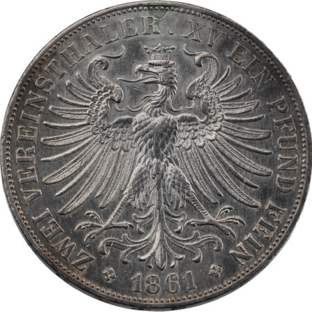 Allemagne Cité de Francfort 2 Thaler 1861 Francfort – Image 2