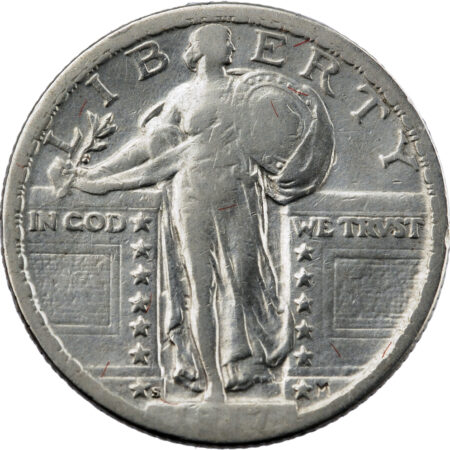États-Unis Standing Liberty Quarter 1/4 Dollar 1917 San Francisco