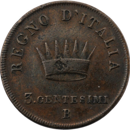 Royaume d'Italie Napoléon Ier 3 Centesimi 1807 Bologne – Image 2