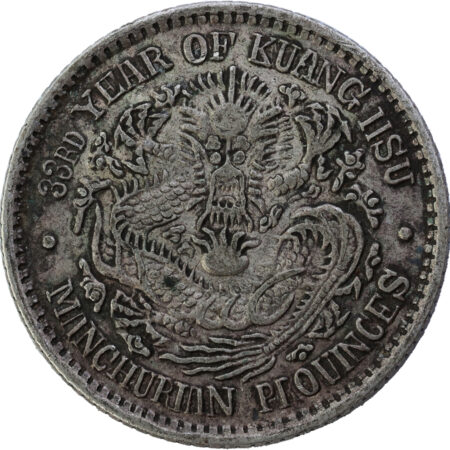 Chine Mandchourie Kuang Hsu 10 Cents Année 33 (1907)