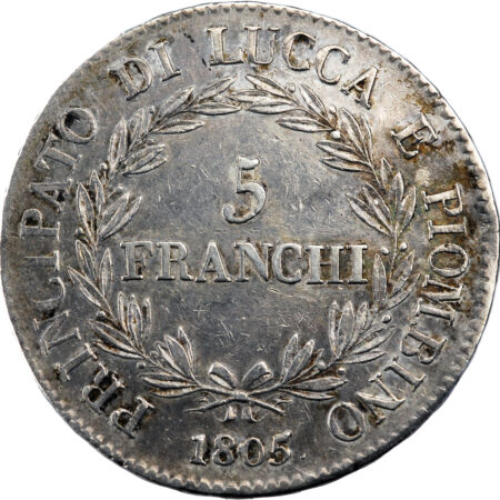 Italie Lucques & Piombino Félix et Élisa 5 Franchi 1805 Florence – Image 2