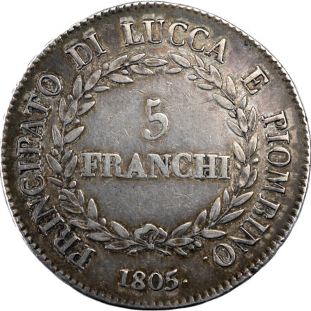 Italie Lucques & Piombino Félix et Élisa 5 Franchi 1805 Florence – Image 2