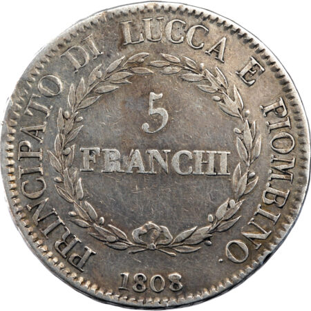 Italie Lucques & Piombino Félix et Élisa 5 Franchi 1808 Florence – Image 2