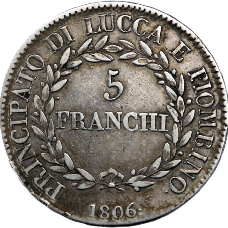 Italie Lucques & Piombino Félix et Élisa 5 Franchi 1806 Florence – Image 2