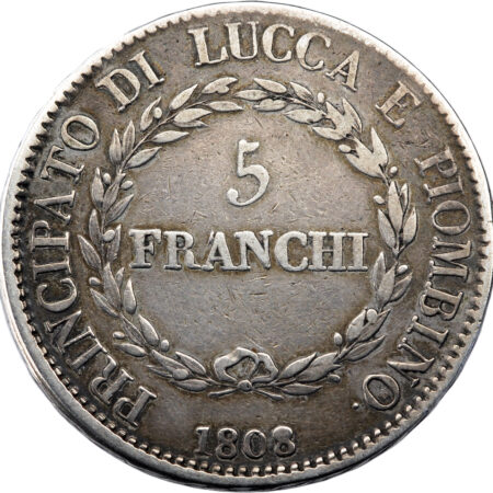 Italie Lucques & Piombino Félix et Élisa 5 Franchi 1808 Florence – Image 2