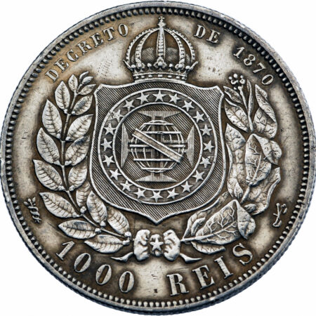 Brésil Pedro II 1000 Reis 1879 – Image 2