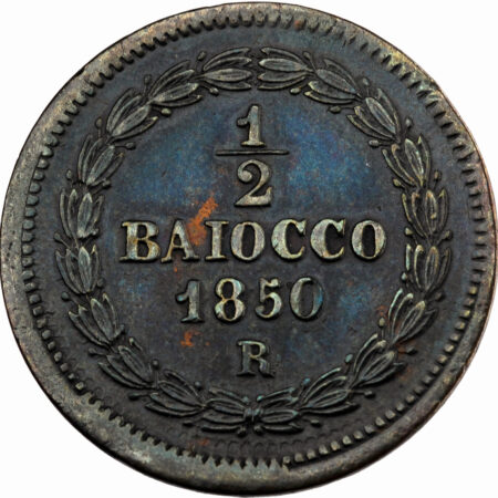 Italie Vatican Pie IX 1/2 Baiocco 1850 Rome – Image 2