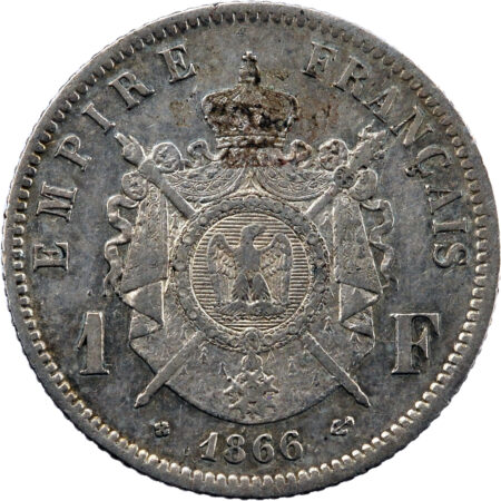 France Napoléon III Franc 1866 Strasbourg – Image 2