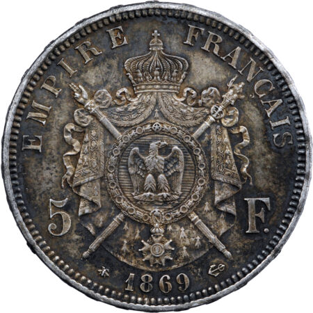 France Napoléon III 5 Francs 1869 – Image 2