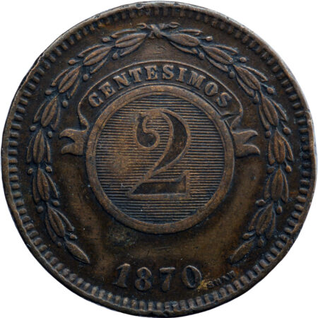 Paraguay 2 Centesimos 1870 – Image 2
