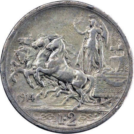 Italie Vittorio Emanuele III 2 Lire 1914 – Image 2