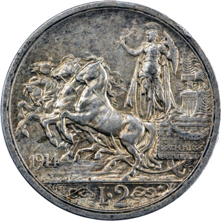 Italie Vittorio Emanuele III 2 Lire 1914 – Image 2