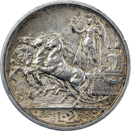 Italie Vittorio Emanuele III 2 Lire 1914 – Image 2