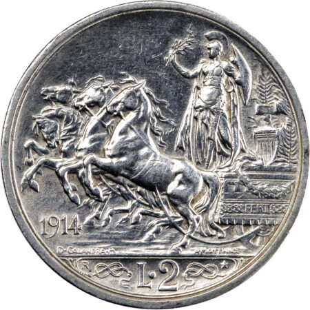 Italie Vittorio Emanuele III 2 Lire 1914 – Image 2