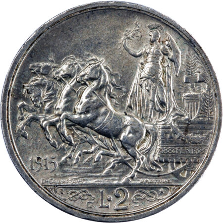 Italie Vittorio Emanuele III 2 Lire 1915 – Image 2
