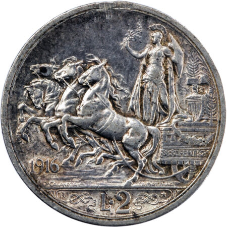 Italie Vittorio Emanuele III 2 Lire 1916 – Image 2