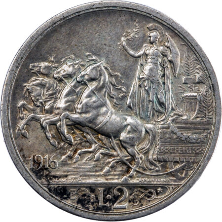 Italie Vittorio Emanuele III 2 Lire 1916 – Image 2
