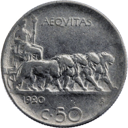 Italie Vittorio Emanuele III 50 Centesimi 1920 – Image 2