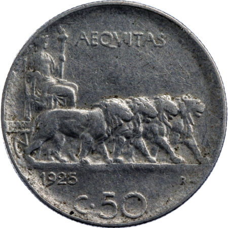Italie Vittorio Emanuele III 50 Centesimi 1925 – Image 2