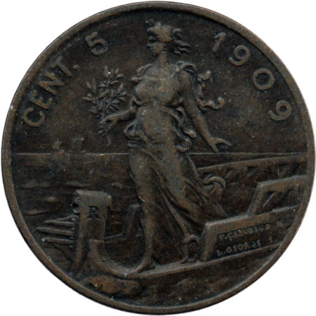 Italie Vittorio Emanuele III 5 Centesimi 1908 – Image 2