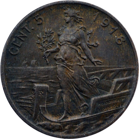 Italie Vittorio Emanuele III 5 Centesimi 1918 – Image 2