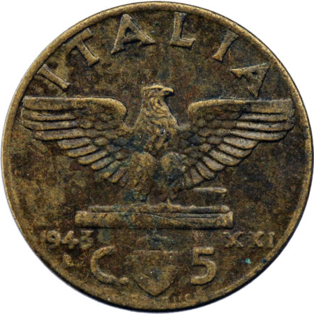 Italie Vittorio Emanuele III 5 Centesimi 1943 – Image 2