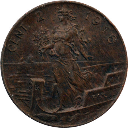 Italie Vittorio Emanuele III 2 Centesimi 1916 – Image 2