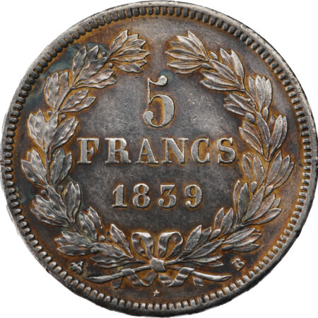 France Louis-Philippe Ier 5 Francs 1839 Rouen – Image 2