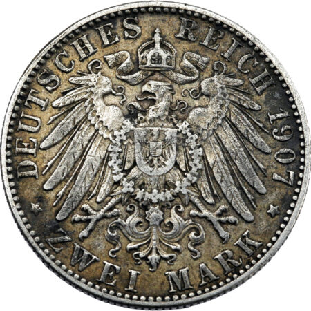 Allemagne Friedrich August III 2 Mark 1907 – Image 2