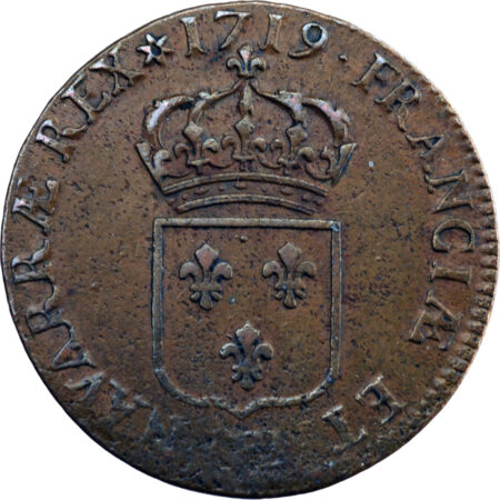 France Louis XV Sol au buste enfantin 1719 Strasbourg – Image 2