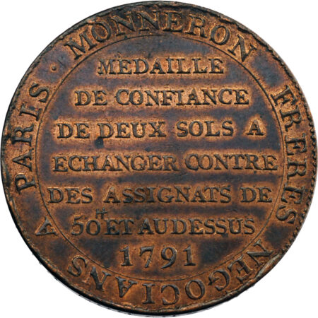 Constitution Monneron  de 2 sols à la Liberté 1791 Birmingham – Image 2