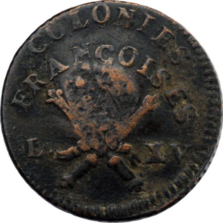 France Louis XV Sol contremarqué 1767 Colonies Françoises