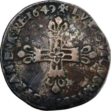 France Louis XIV Quart d'écu 1649 Bayonne